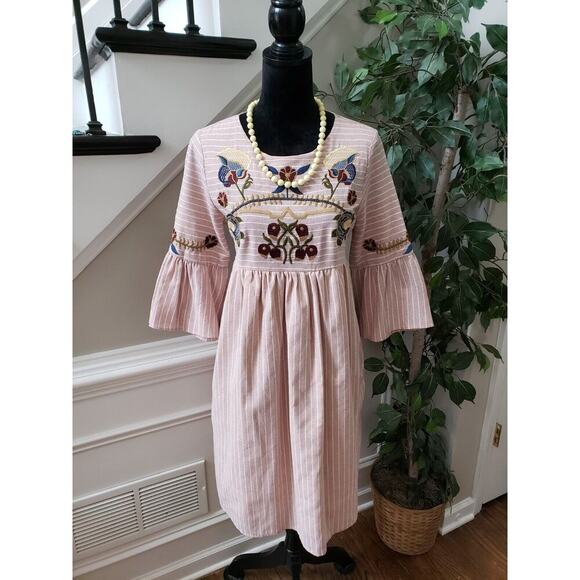 orange creek Dresses & Skirts - Orange Creek Womens Multicolor Floral Round Neck Half Sleeve Knee Length Dress M